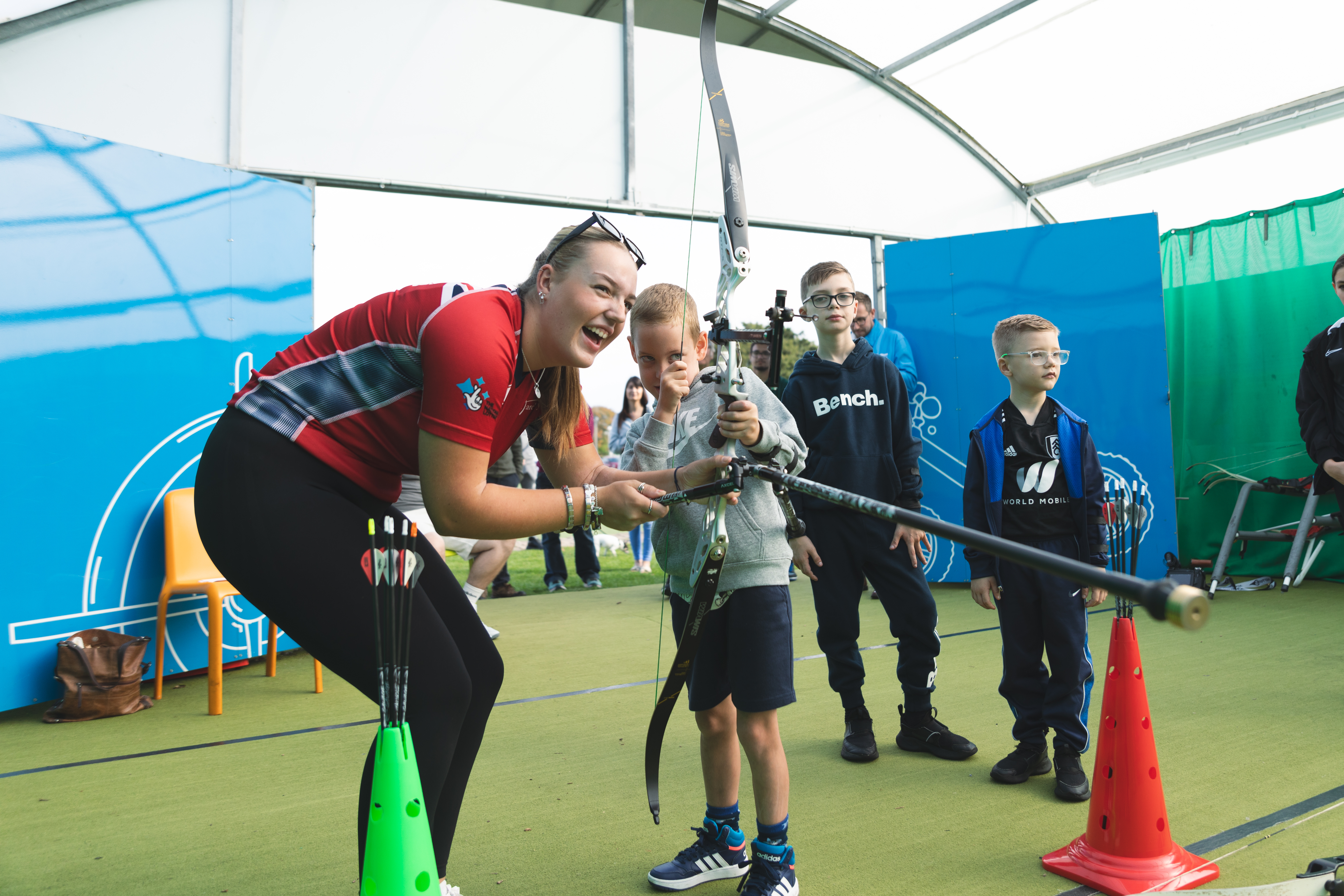 Megan teaching young archers